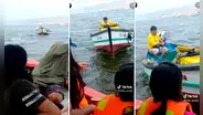 ¡Cerca de ti! Heladero atraviesa el mar en bote para vender sus productos a visitantes en playa de Pucusana