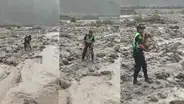 Rescatan a perrito arrastrado por huaico en Arequipa
