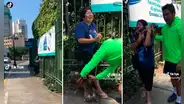 Mujer llora desconsoladamente al ver de nuevo a su perrito que se escapó afuera del Circuito Mágico del Agua