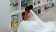 Novia a punto de casarse visita cementerio para pedir bendición a su padre fallecido por COVID‑19