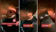 Niño sorprende al 'esconder' su oreja para que barbero pueda cortarle el cabello