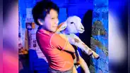 Niño alza y abraza a su corderito que fue rescatado por serenos en Cajamarca