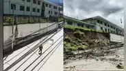 Hombre salva de morir aplastado al caer muro de comisaría en Cajamarca
