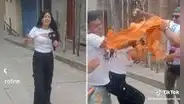 Reportera de “Mande quien mande” fue bañada con pintura durante carnavales en Cajamarca