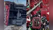 Camión repleto de cajas de cerveza se vuelca a causa del mal estado de vías en Arequipa
