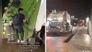 Trabajadores de limpieza le dan 'aventón' a joven que se quedó sin transporte para volver a su casa