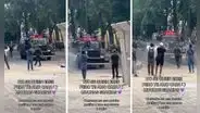 Joven se sube a vehículo lanza agua para evitar represión contra manifestantes del 8M en México