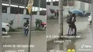 Peruano recoge a su hija del colegio y la lleva en brazos para evitar que se moje: “Más padres así”