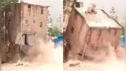 Chosica: cámaras captan preciso momento en que casa se desmorona por la fuerza del río Rímac