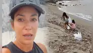 Tilsa Lozano y sus hijos limpian playas de Punta Hermosa tras huaicos: “Los invito a sumarse”