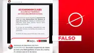 El Minedu no publicó un comunicado anunciando la suspensión de clases los días 20 y 21 de marzo de 2023