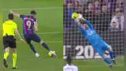 ¡Lewandowski prueba la puntería! Polaco remató con potencia y Courtois tuvo una gran atajada