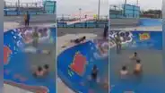 Peruanos usan skatepark como piscina tras inundaciones en Chimbote: “En Perú nadie se aburre”