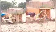 Puente Piedra: parte de una vivienda se desploma tras crecida del río Chillón