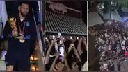 Lionel Messi es aclamado por multitud de hinchas cuando cenaba con su familia