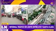 Ate: usuarios reportan gran congestión vehicular tras el cierre del puente Huachipa