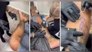 Niño de 7 años tatúa por primera vez a su padre y momento se viraliza en redes sociales