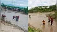 Piuranos se arriesgan y cruzan caudaloso río para rescatar cervezas, papas y otros productos