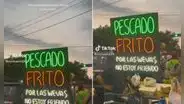 Vendedor ambulante de pescado frito usa singular cartel para atraer clientes: “Solo en Perú”