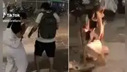 Joven es viral al intentar cruzar calle sin mojarse y terminar empapada: “Inevitable no reírse”