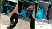 Seguridad de tienda queda en shock al ver que dejaron un pollo vivo en paquetería