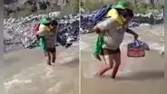 Profesor cargó a escolares y cruzó río para que niños lleguen a su colegio en Arequipa