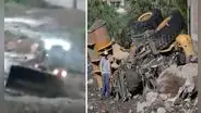 Así fue arrastrada unidad de maquinaria pesada durante huaico en Arequipa
