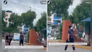 El calor no tiene piedad: captan a joven yendo a estudiar con su ventilador portátil al hombro