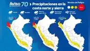 Senamhi alerta lluvias de extrema intensidad con descargas eléctricas en la costa norte y sierra