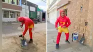 ¿Quién es el 'Chapulín Colorado' que se enfrenta a los huecos de las pistas en Trujillo?