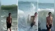 Peruano intenta tomarse foto en playa de Punta Hermosa y termina revolcado: "Y se marchó..."