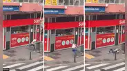 Hombre quiso desquitar su furia contra un tacho de basura, pero no terminó como esperaba