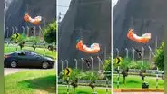 Joven peruano hacía parapente y queda atrapado entre los cables: "Aterrizaje de emergencia"