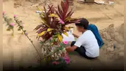Niño hace las tareas junto a la tumba de su madre: “Sé que ella está muy orgullosa de mí"