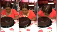 Cumpleañera pasa bochornoso incidente al intentar darle una mordida a su pastel: ¡perdió la dentadura!