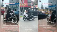 ¡A falta de limusina! Captan a pareja de recién casados viajando en motocicleta por calle de Chorrillos