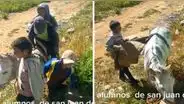"Recogiendo pasajeros": docente capta a varios niños llegando en un burrito a su escuela en Huánuco