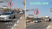 Semáforo 'colgante' de Puente Piedra causa sensación entre los cibernautas: "Resistió por el honor"