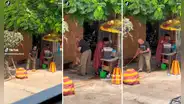 Pareja de adultos mayores dan el ejemplo y trabajan vendiendo chicha morada pese a su edad