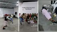 Payaso termina en el suelo mientras juega a jalar la soga en fiesta familiar: “Qué gran trabajo”