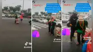 Joven se baja de su moto y detiene el tráfico para que adulto mayor cruce la pista de la av. Abancay