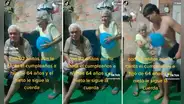 ¡Amor de madre! Mujer de 92 años hace música con un globo para celebrar el cumpleaños de su hijo