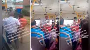 Chofer del Corredor Azul sale de su unidad para ayudar a subir a una persona con discapacidad visual