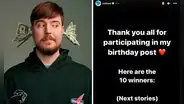 ¡Mr. Beast revela lista de ganadores del sorteo mundial! Latinos figuran en ella