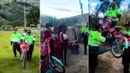 Policías regalan bicicleta a niña para que llegue más rápido a su colegio en Huancavelica