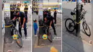 Fiscalizadores en Gamarra intentan llevarse bicicleta atada a un poste, pero se dan por vencidos