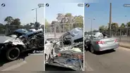 “Toyota es Toyota”: captan un auto totalmente destrozado en choque circulando por una carretera