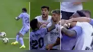 Vinícius recibió pelotazo, lo insultan, agreden y se ganó la roja tras manazo en la cara a Hugo Duro