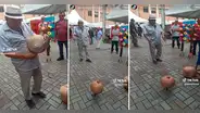 ¿Recordó su niñez? Adulto mayor hace bailar un enorme trompo y se gana las palmas en redes