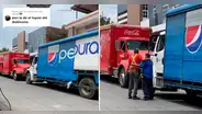 Encuentro de titanes: choferes de Pepsi y Coca Cola se encuentran en plena avenida